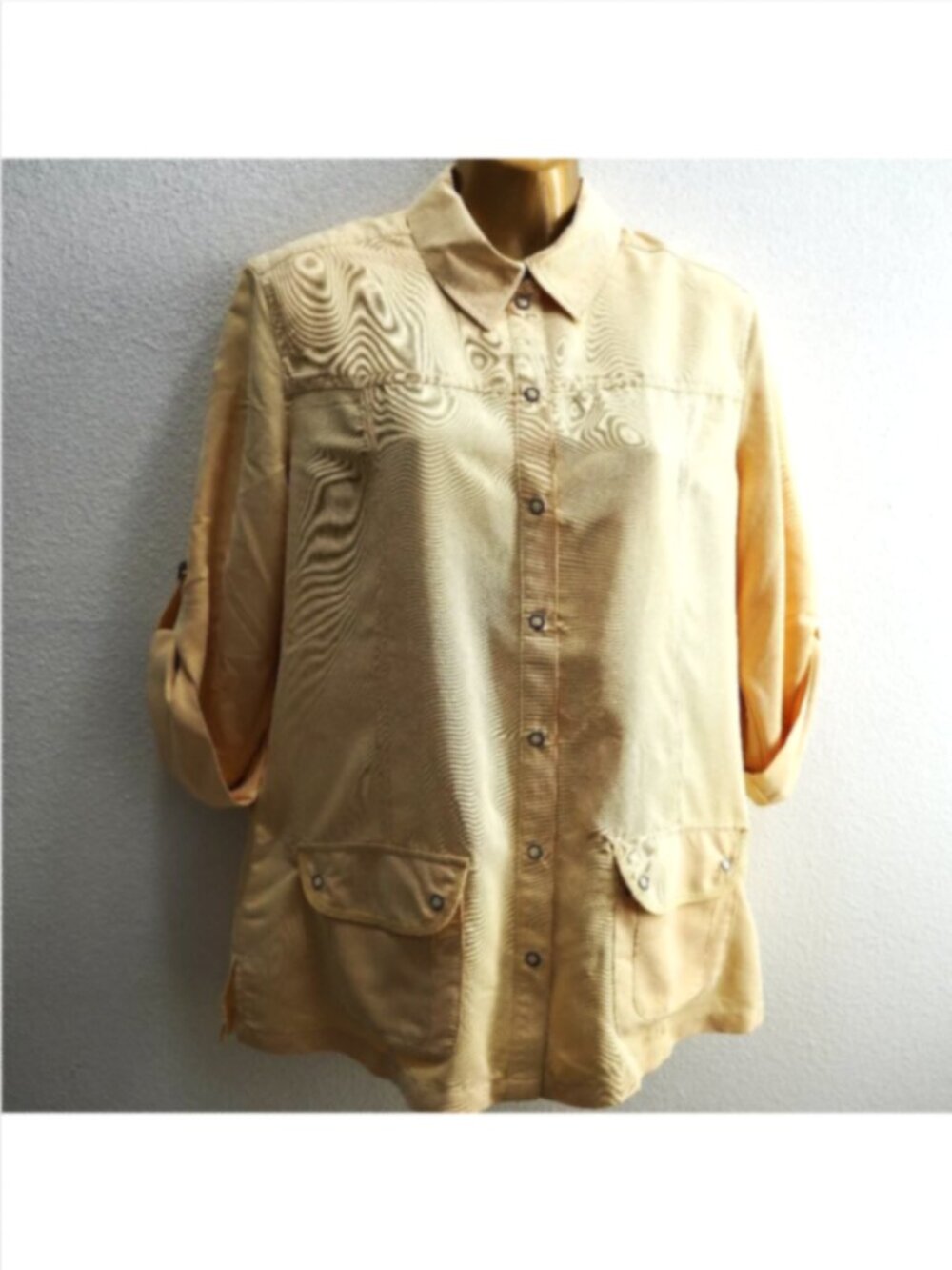 Chico's soft Fine Twill Jada Shacket snap top size 1